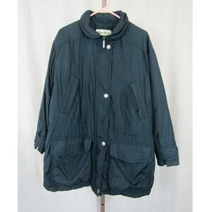 Eddie Bauer Women's Medium Dark Teal Goose Down Feather Coat Adjustable *flawed*